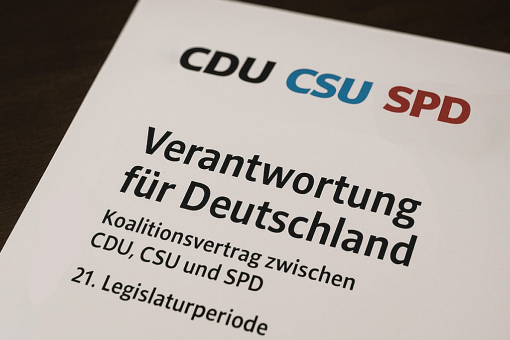 Titelblatt des 21. Koalitionsvertrags zwischen CDU, CSU und SPD